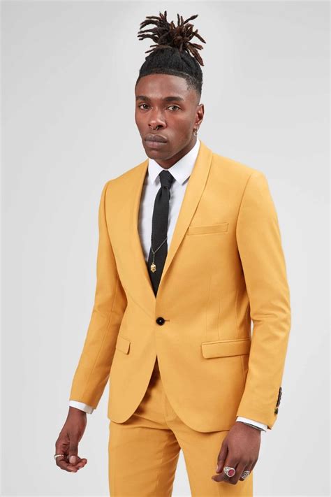 Twisted Tailor Hemmingway Skinny Fit Mustard Suit Jacket In 2020 Prom