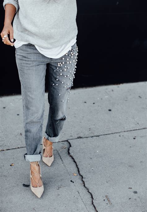 PEARL EMBELLISHED JEANS Walk In Wonderland