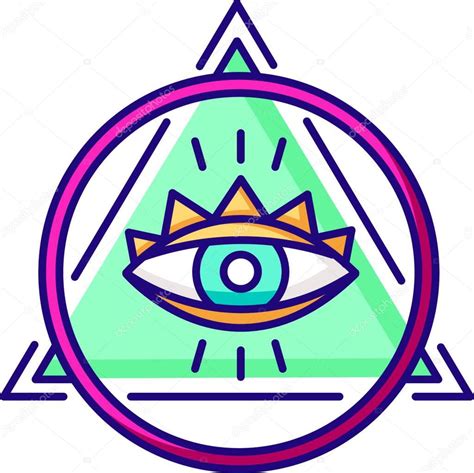 Ojo de Providence icono de color RGB Símbolo oculto Todo ojo que ve