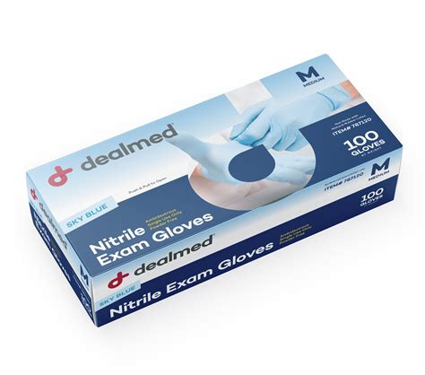 Dealmed Sky Blue Nitrile Exam Gloves Disposable Non Irritating Latex