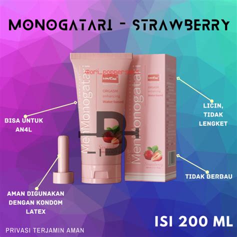 New Monogatari Men Lubricant Rasa Baru Strawberry Gel Pelicin Dan