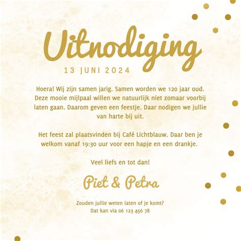 Gouden Uitnodigingen Dubbel Feest Met Kaartje2go