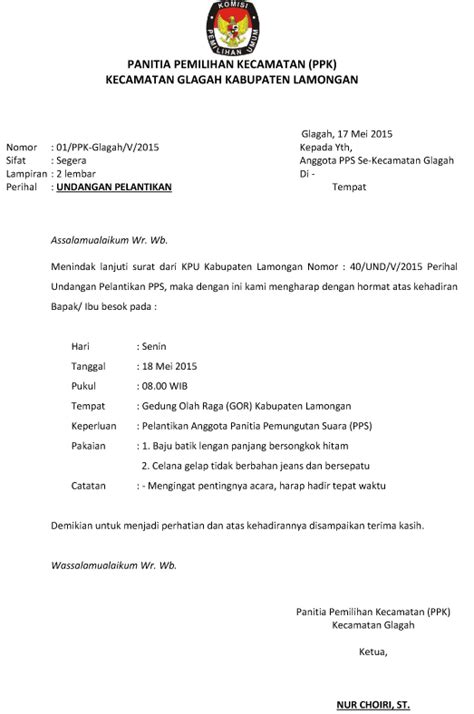 Contoh Surat Undangan Pelantikan