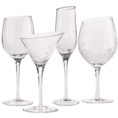 Angled Rim Crackle Glass Stemware Pier 1 Stemware Glassware One Glass Of Wine