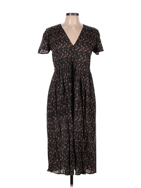 Christy Dawn 100 Cotton Floral Black Casual Dress Size M Petite 50