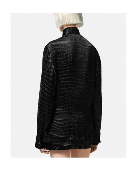 Versace Devoré Effect Pussy Bow Blouse in Black Lyst