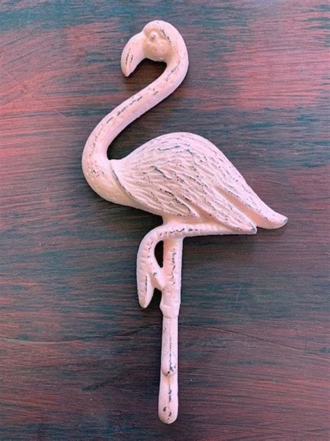 Cast Metal Pink Flamingo Wall Hook Etsy