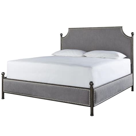 Sojourn Respite Grey Linen Upholstered King Iron Canopy Bed | Zin Home