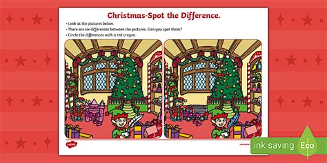 Christmas Spot The Difference Activity Sheet Teacher Made