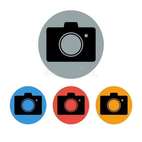 Simple Flat Camera Icon Four Colour Variations Stock Vector