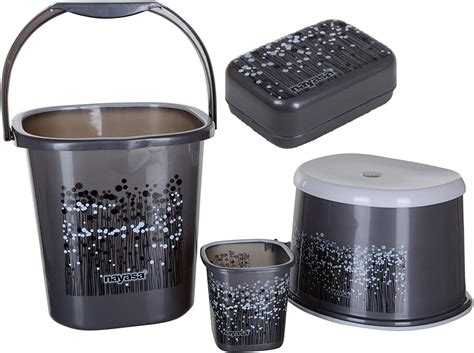 Nayasa Round Bathroom Set 6 Pieces Bucket 25 Litres With Mug 15