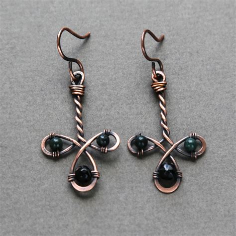 Оригинальные серьги ручной работы Медное украшение с агатами Купить ...