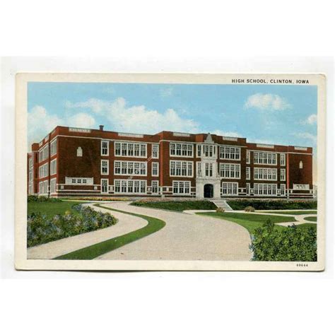 High School Clinton Iowa Postcard