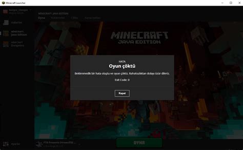 Minecraft Exit Code Hatas Technopat Sosyal