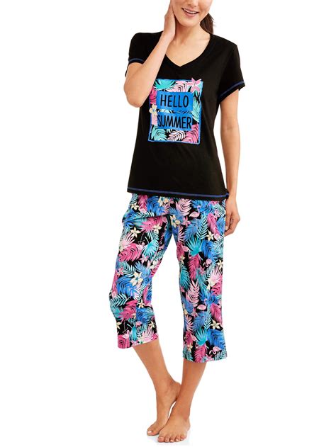 Secret Treasures Womens Pajama Tee And Capri Sleep Pant 2 Piece