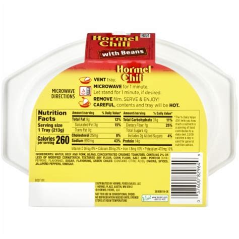 Hormel Chili With Beans Microwavable Tray 75 Oz King Soopers