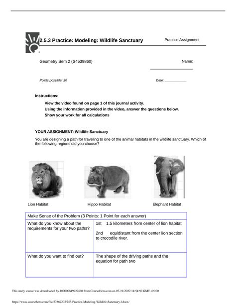 SOLUTION: 2 5 3 practice modeling wildlife sanctuary 1 docx - Studypool