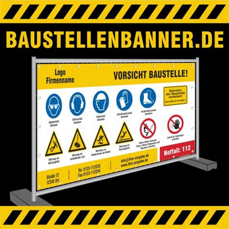 Baustellenbanner X Cm Sichere Baustelle Meshbanner Banner