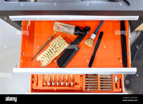 Tool box, equipment for dry cleaning and detailing Stock Photo - Alamy