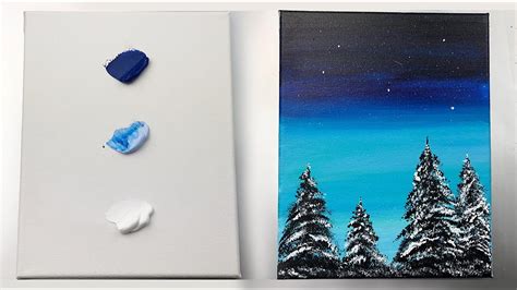 Winter Forest Easy And Simple Acrylic Painting Step By Step For