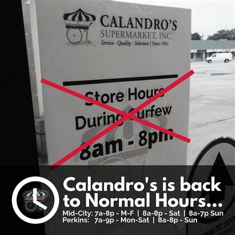 Were Back To Normal Hours At Both Calandros Locations Thanks