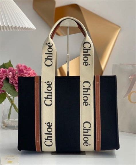 Replica Chloe Medium Woody Tote Bag Black Check More At Https Buy