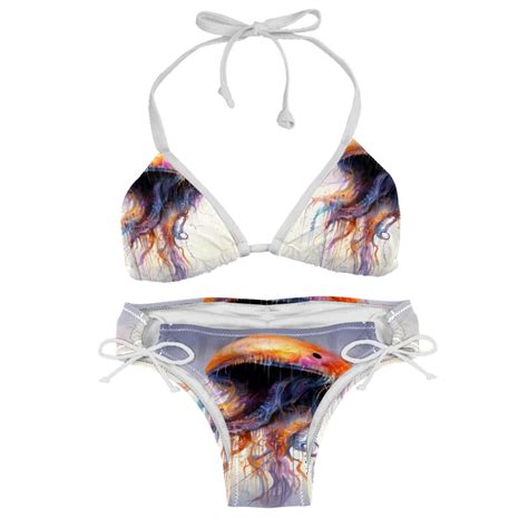 Jellyfish Detachable Sponge Adjustable Strap Bikini Set Two Pack