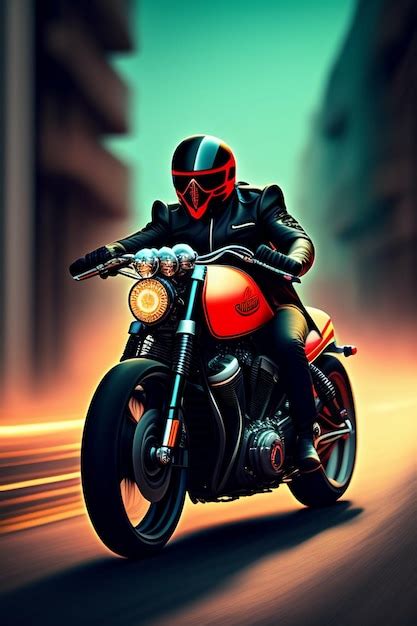 Premium AI Image | A motorcycle rider with a helmet on and a city ...