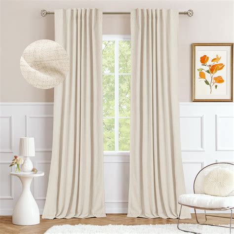 INOVADAY 100 Blackout Cream Curtains For Bedroom 96 Inches Long