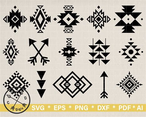 Aztec SVG Clipart For Cricut Tribal Pattern SVG Native Signs Etsy In