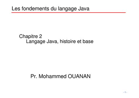 Cours Java Histoire Et Base Chapitre 2 Langage Java Histoire Et