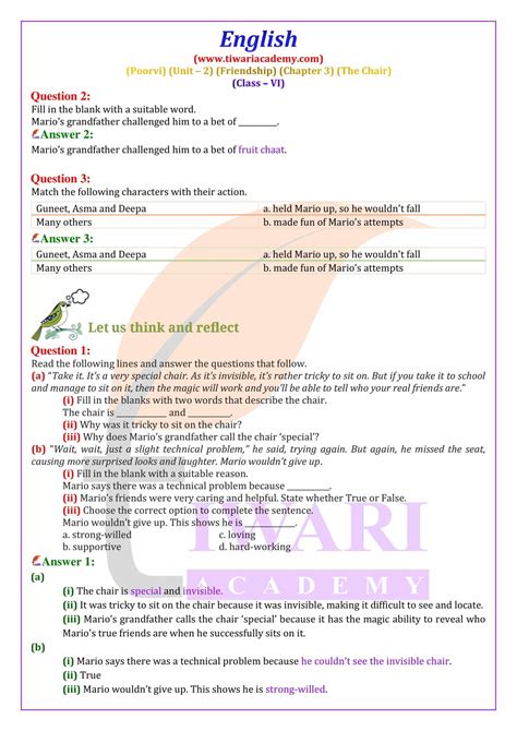 NCERT Solutions for Class 6 English Poorvi Unit 2 Chapter 1, 2 and 3
