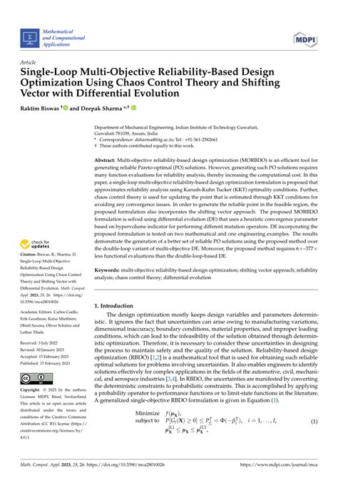 Pdf Single Loop Multi Objective Reliability Based Design Optimization