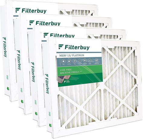 Filterbuy 20x20x5 Air Filter Merv 13 4 Pack Pleated Replacement Hvac