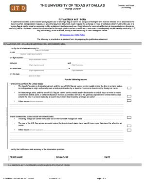 Fly America Act Doc Template Pdffiller