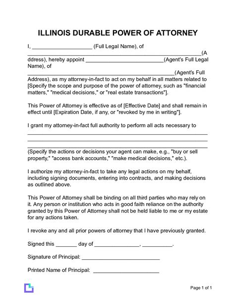 The Importance Of A Power Of Attorney In Illinois Simple Forms Pdf