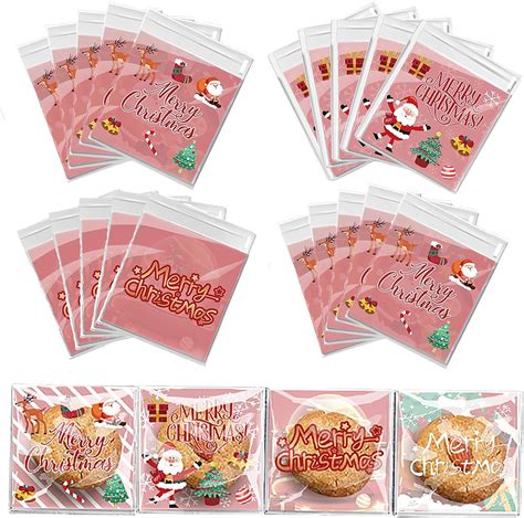 200pcs Christmas T Bags Christmas Bags Christmas Cookie Bags Self