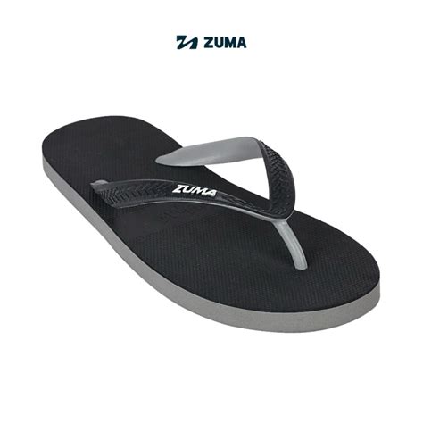 Jual Sandal Zuma Men Black Series Hitam Abu Sandal Jepit Karet Cowok