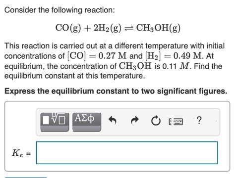 Solved Consider The Following Reaction Co G H G Ch