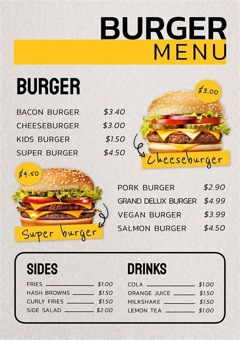 Burger menu template | Free Photo - rawpixel