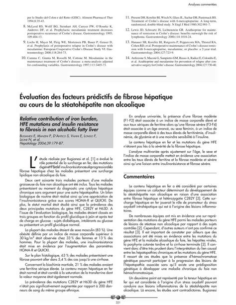 Pdf Valuation Des Facteurs Pr Dictifs De Fibrose H Patique Au Cours