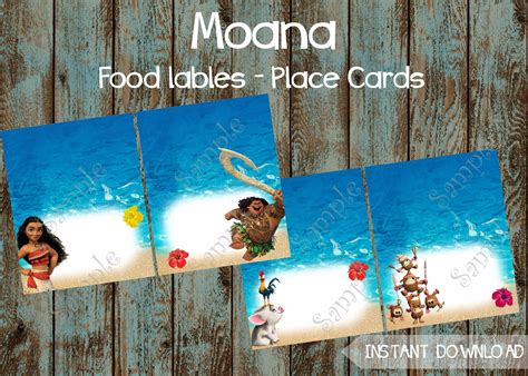 Moana Printable Food Labels Moana Editable Food Tent Tags Etsy