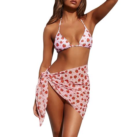 Valueadd Clearance Bikini Sets For Women Piece Floral Print Halter Triangle Swimsuit Bathing