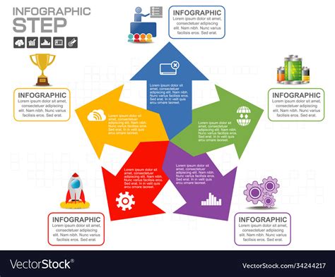 5 Parts Infographic Design And Marketing Icons Vector Image