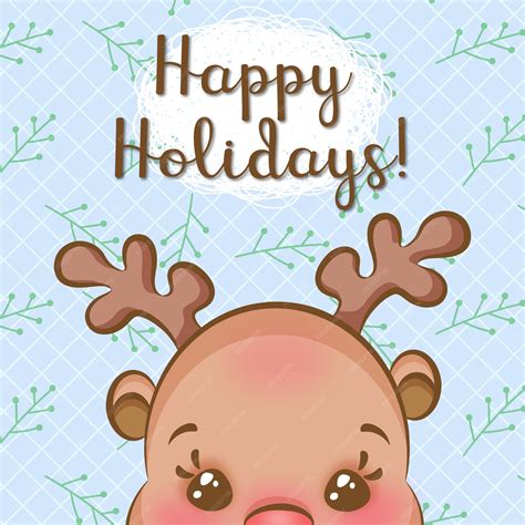 Premium Vector | Christmas card happy holidays cute deer