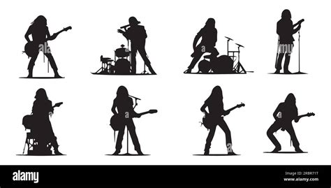 Silhouette Singer With Band Vector Illustration Stock Vector Image