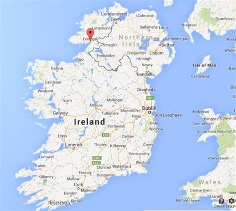 Donegal on map of Ireland