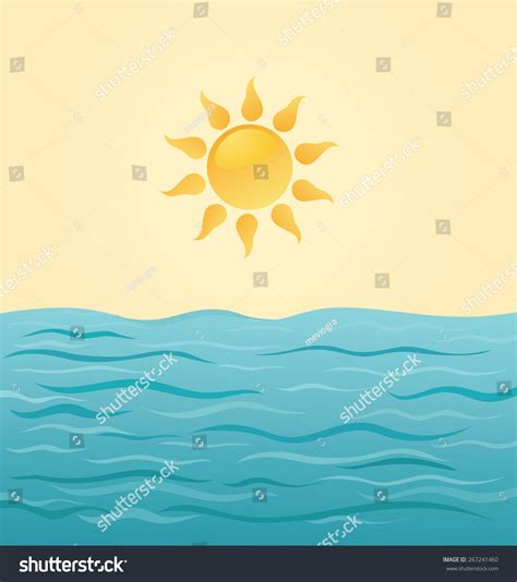 Sun And Sea Water Vector Illustration Royalty Free Stock Vector