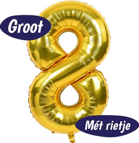 Folieballon Cijfer Goud Cm Incl Opblaasrietje Verjaardag