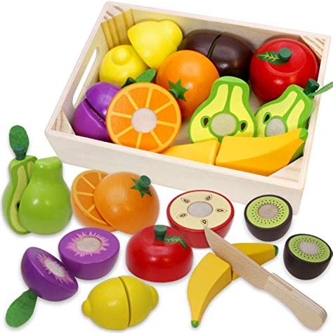 Airlab Jouet Bois Fruits Légumes de Coupe pour Dinette Enfant Cuisine